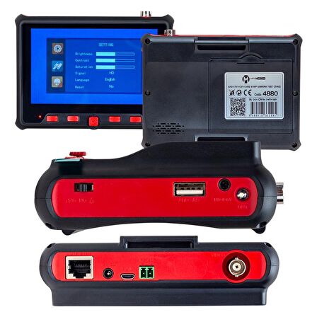 MAGBOX MG-4880 AHD+TVI+CVI+CVBS 8 MP DESTEKLİ 5 LCD EKRANLI KAMERA TEST CİHAZI