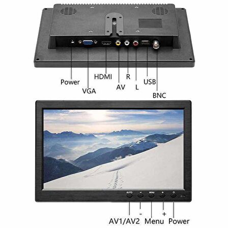 POWERMASTER PM-6092 HDMI-VGA-BNC-USB GİRİŞLİ 12 VOLT ÇIKIŞLI 10.1  LCD MONİTÖR