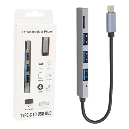 Powermaster PM-6493 Type-C Hub 3x USB 3.0 Sd-Tf- Hafıza Kart Okuyucu Dock Station (Macbook PC PlayStation Xbox)