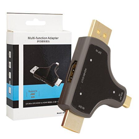 Powermaster Mini DP+DP+HDMI To HDMI 4K Çevirici