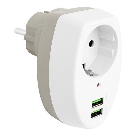 POWERMASTER PM-4911 2 USBLİ TEKLİ TERMAL AKIM KORUMALI PRİZ (10A-2500W)