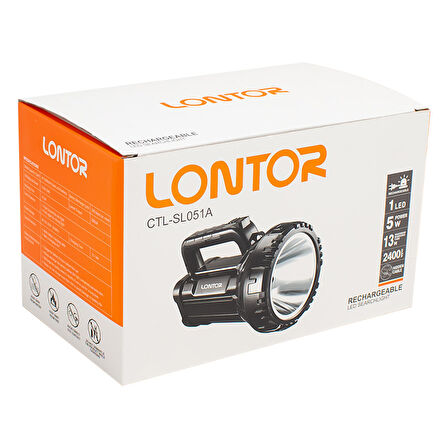 LONTOR CTL-SL051A İKİ KADEMELİ 1 POWER LEDLİ 5 WATT ŞARJLI FENER