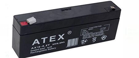 ATEX 12 VOLT - 2 AMPER - 2.2 AMPER YATIK UZUN AKÜ (178 X 34 X 60 MM)