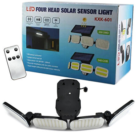 Gaman POWERMASTER PM-8048 6 VOLT - 3 WATT SOLAR PANELLİ 4 BAŞLI HAREKET SENSÖRLÜ 200 SMD LEDLİ LAMBA