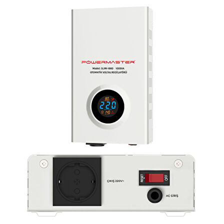 Powermaster SLIM-1000 Otomatik Voltaj Kombi Regülatörü 220V Ev Tipi Regülatör 220 Volt 1000 Watt