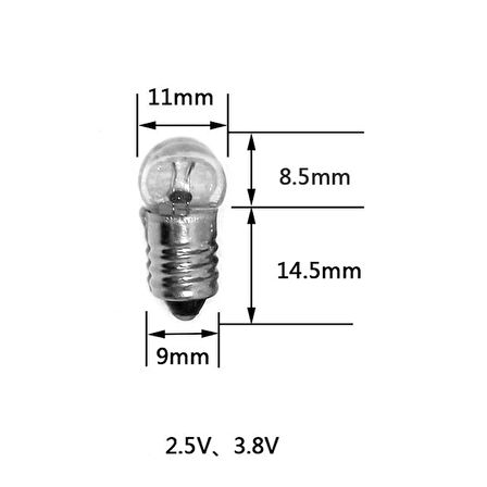 Mini Fener Ampul 1.5V Vidalı 50'li Paket