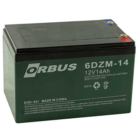 Orbus 12 Volt 14 Amper Elektrikli Bisiklet Aküsü Sandalye Akü 150x97x95 Mm