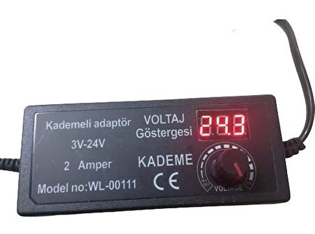 Ayt Winlight 3 Volt 24 Volt 2 Amper 5.5x2.5mm Uçlu Dıgıtal Ekranlı Ayarlı Kademeli Adaptör Ayarlanabilir