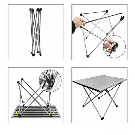 Ayt Sunup Taşınabilir Katlanabilir Kamp Masası Piknik Masası 56x40x41 cm