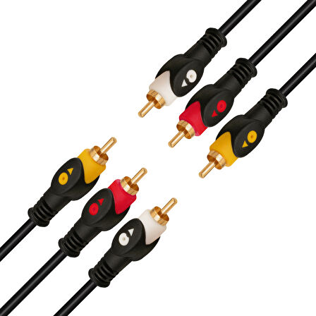 POWERMASTER 3 RCA + 3 RCA 1.5 METRE POŞETLİ GOLD 1. KALİTE KABLO