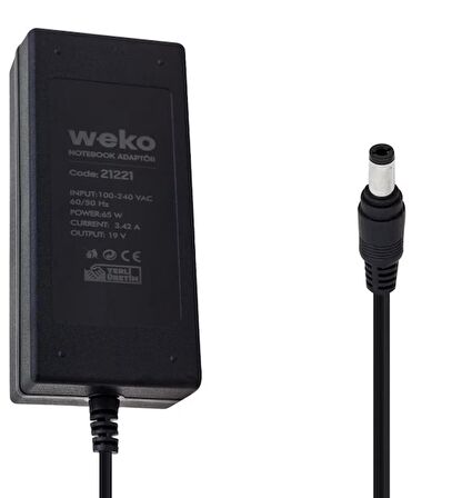 WEKO 19 VOLT 3.42 AMPER 65 WATT 5.5*2.5 UÇLU NOTEBOOK ADAPTÖR YERLİ ÜRETİM