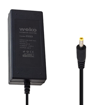 WEKO 20 VOLT - 3.25 AMPER - 65 WATT 4.0*1.7 UÇLU YERLİ ÜRETİM NOTEBOOK ADAPTÖR