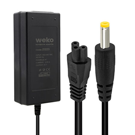 WEKO 20 VOLT - 3.25 AMPER - 65 WATT 4.0*1.7 UÇLU YERLİ ÜRETİM NOTEBOOK ADAPTÖR