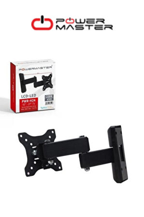 Powermaster PWR-H24 10''-27'' Çift Kollu Kilitli Hareketli TV Duvar Askı Aparatı 4x4 Boy Vida 8 Adet Pul