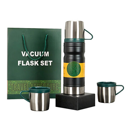 Sunup Paslanmaz Çelik 680 ml Çelik Vakumlu Sıcak Soğuk Termos 12 Saat Sıcak 24 Saat Soğuk Tutan 3 Adet Bardak Hediyeli Kamp Termosu 