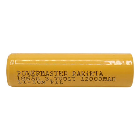 Powermaster 3.7 Volt 1200 Mah 18650  Başlıklı Şarj Edilebilir Tekli Pil