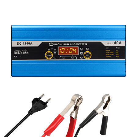 Powermaster Dc-1240A 12 Volt Max 40 Amper Akıllı Akü Şarj Cihazı Aleti Koruma Devreli Otomatik