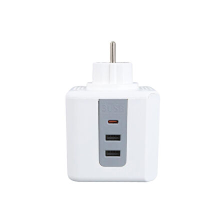 VEA VE-23089 3 Soketli 2xUsb+Type-C Çocuk ve Termal Korumalı Priz