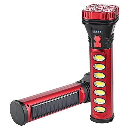 Powermaster HB-707-2 9+4 Ledli Solar + Şarjlı El Feneri