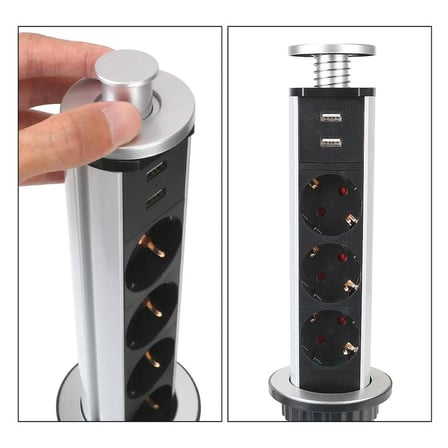 Vea VE-24062 Üçlü 1.5 Metre Kablolu İki USB’li 60mm Masaüstü Priz