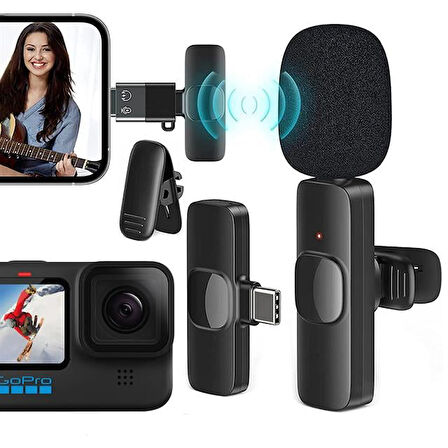 Magicvoice K8 Kablosuz Type-C Vlogger Yaka Mikrofonu (Android, Gopro, Osmo Action, İphone, İpad)