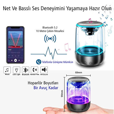 Magicvoice MV-24696 600 Mah Taşınabilir RGB Mikrofonlu AUX - TF- BLUETOOTH 3 Watt Hoparlör Mini Speaker (beyaz)