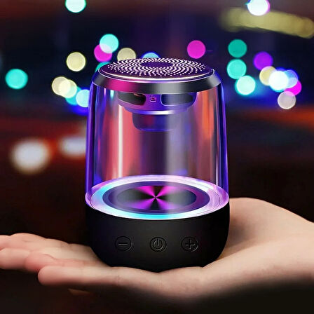 Magicvoice MV-24696 600 Mah Taşınabilir RGB Mikrofonlu AUX - TF- BLUETOOTH 3 Watt Hoparlör Mini Speaker (beyaz)