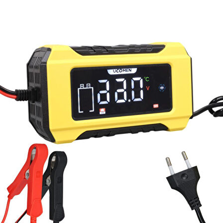 electroon Ucomen UC-C120501B Sarı 12Volt 6Amper Lcd Göstergeli Akıllı Akü Şarj Cihazı