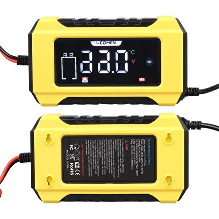 electroon Ucomen UC-C120501B Sarı 12Volt 6Amper Lcd Göstergeli Akıllı Akü Şarj Cihazı