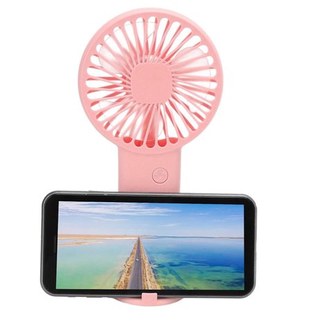 Powermaster PM-25098 Şarjlı Mini El Tipi Vantilatör 3 Kademeli Telefon Tutuculu Pembe