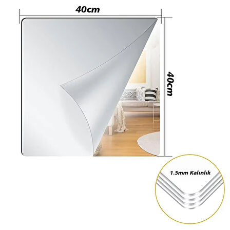 SUNUP SN-24978 40X40CM KENDİNDEN YAPIŞKANLI ESNEK PVC DUVAR AYNASI PANEL STİCKER ÇIKARTMA