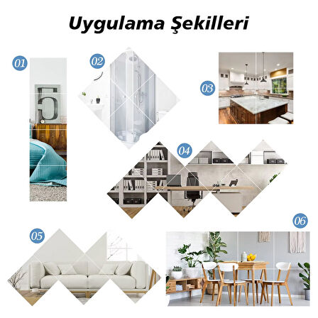 SUNUP SN-24978 40X40CM KENDİNDEN YAPIŞKANLI ESNEK PVC DUVAR AYNASI PANEL STİCKER ÇIKARTMA