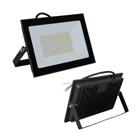 Powermaster PM-22572 100 Watt - 220 Volt 6500K IP66 150* Işık Açısı Siyah Slim Kasa Beyaz Led Projektör