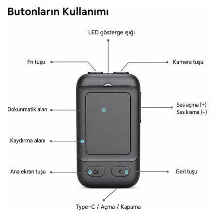 Powermaster PM-24935 Dokunmatik Yüzeyli Kablosuz Bluetooth Akıllı Telefon Kumandası Kamera Tiktok Reels Kontroller