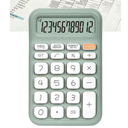 Ayt Powermaster Pm-25410 Yeşil Renk Beyaz Tuş 12 Haneli Hesap Makinesi 150x90mm
