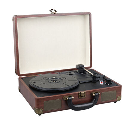 Ayt Magicvoice PU16 Retro Vintage Çanta Pikap Çalar Gramafon Radyo Bluetooth Usb Mp3 Çalar 35x26x12 Cm