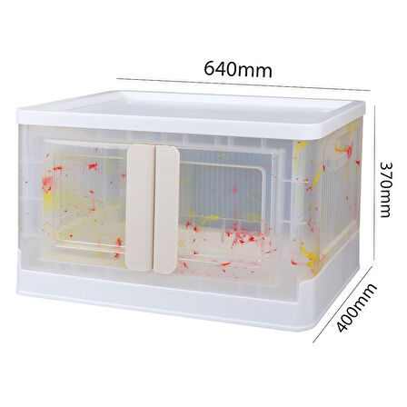 SUNUP SN-25883 40X64X37CM 72L KATLANABİLİR PLASTİK SAKLAMA KUTUSU RENKLİ KAPAKLI TEKERLEKLİ