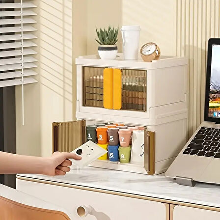 SUNUP SN-25883 40X64X37CM 72L KATLANABİLİR PLASTİK SAKLAMA KUTUSU RENKLİ KAPAKLI TEKERLEKLİ