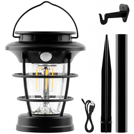 Powermaster HOP-8818 Sensörlü Taşınabilir Şarjlı + Solar Panelli 4 Çalışma Modlu Beyaz-Günışığı Işık Bahçe-Kamp Lambası