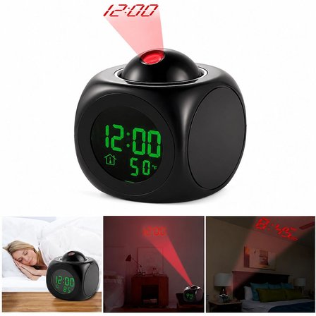 Sunup SN-25936 Porjeksiyonlu Ledli Siyah Çalar Saat Masa Saati