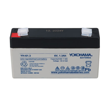 Ayt Yokohama YH-61.3 6 Volt 1.3 Amper Akü 98x25x52 mm Yeni Tarihli Taze Akü