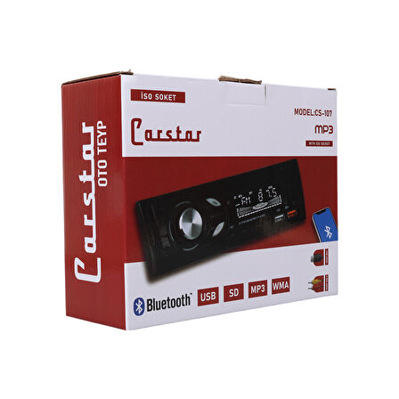 Ayt Carstar CS-107 Çift Usb Sd Hafıza Kartı Fm Radyo Aux Bluetooth Araç Teyibi Kumandalı Oto Teyp 4X60 Watt Dijital