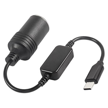 Powermaster Type-C 5Volt- 12V 1A Dişi Çakmak Çevirici 30cm Kablolu
