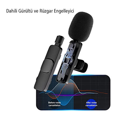 Magicvoice K8 Kablosuz TYPE-C Vlogger Yaka Mikrofonu