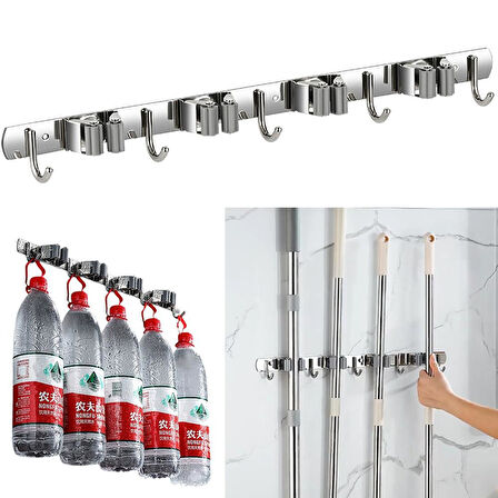Ayt Sunup SN-26351 Beş Kancalı Dört Klipsli Paspas Süpürge Tutucu Askılık Temizlik Malzemeleri Düzenleyici Toparlayıcı
