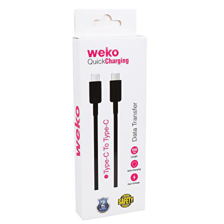 Weko Wk-26526 Type-C To Type-C 1 Metre 5A Siyah Şarj Kablosu