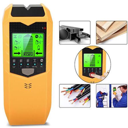 Powermaster PM-26593 Profesyonel 5İn1 Lcd Ekranlı Çok Fonksiyonlu Saplama Bulucu Duvar Dedektörü