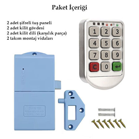 Ayt Powermaster PM-26723 Tuş Şifreli Gri Çekmece Dolap Kilidi 2'li Paket Şİfrematik Dolap Kilit