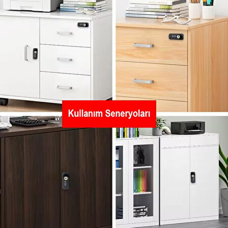 Ayt Powermaster PM-26726 3 Haneli Şifreli Ve Anahtarlı Mekanik Siyah Çekmece Dolap Kilidi Sağ Kilit