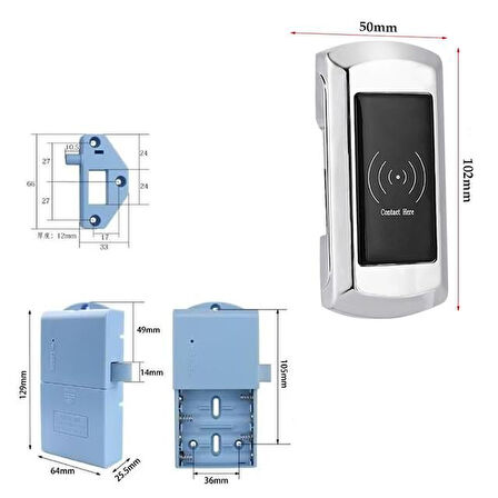 Powermaster PM-26727 125Khz RFID Dijital Çekmece Dolap Kilidi (2'Li Paket)